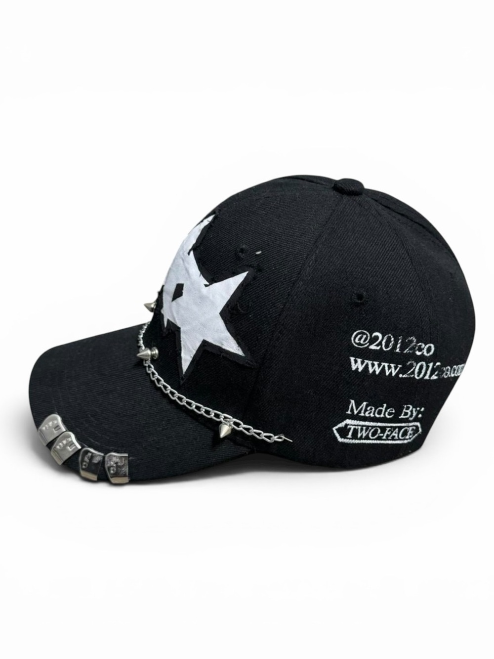 TWO-FACE x 2012co Neo Punk Star Spike Chain Graphic Graffiti Adjustable Cap